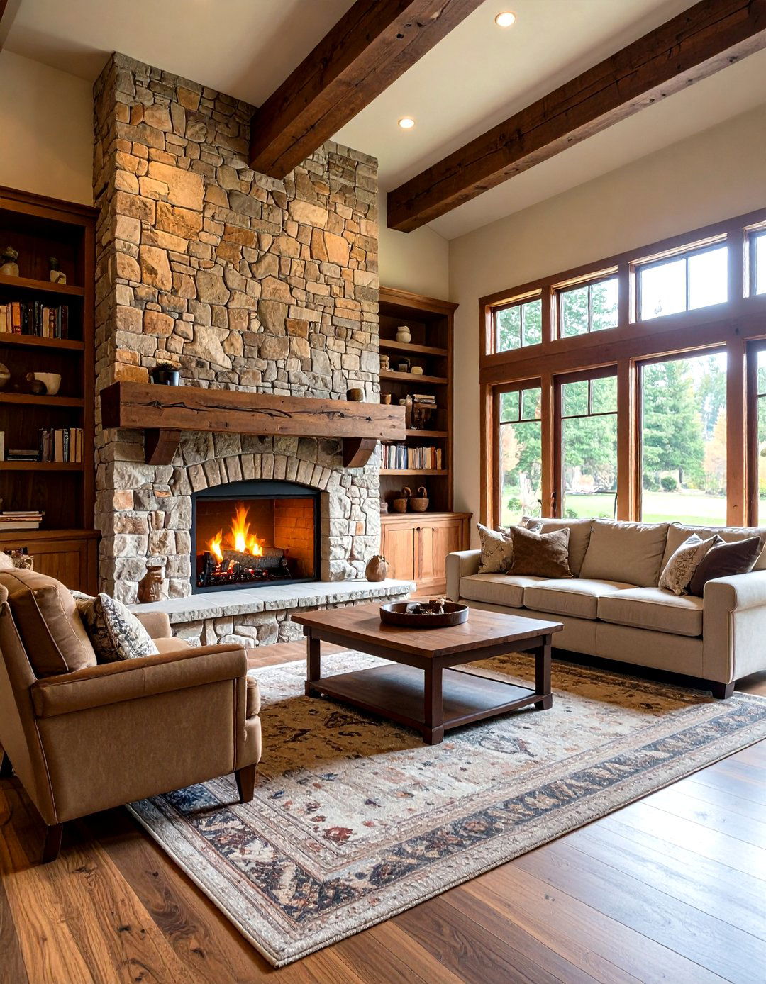 Craftsman Style with Natural Materials - 24 Living Room Fireplace Ideas