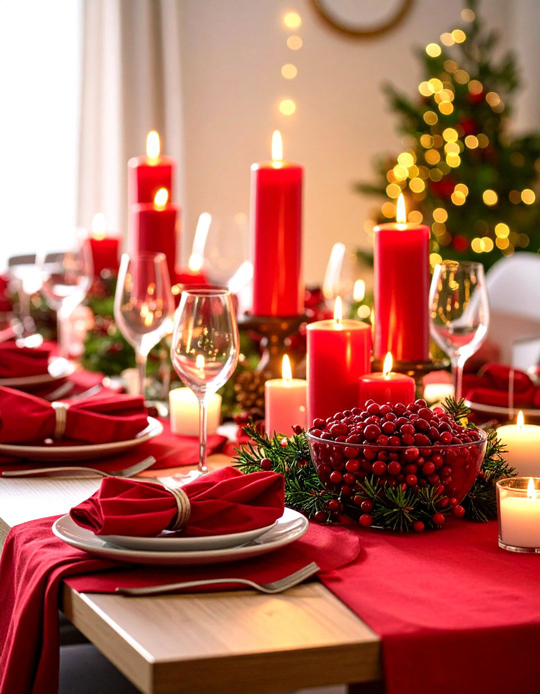 Cranberry Red Accent Theme - 24 thanksgiving table decor ideas