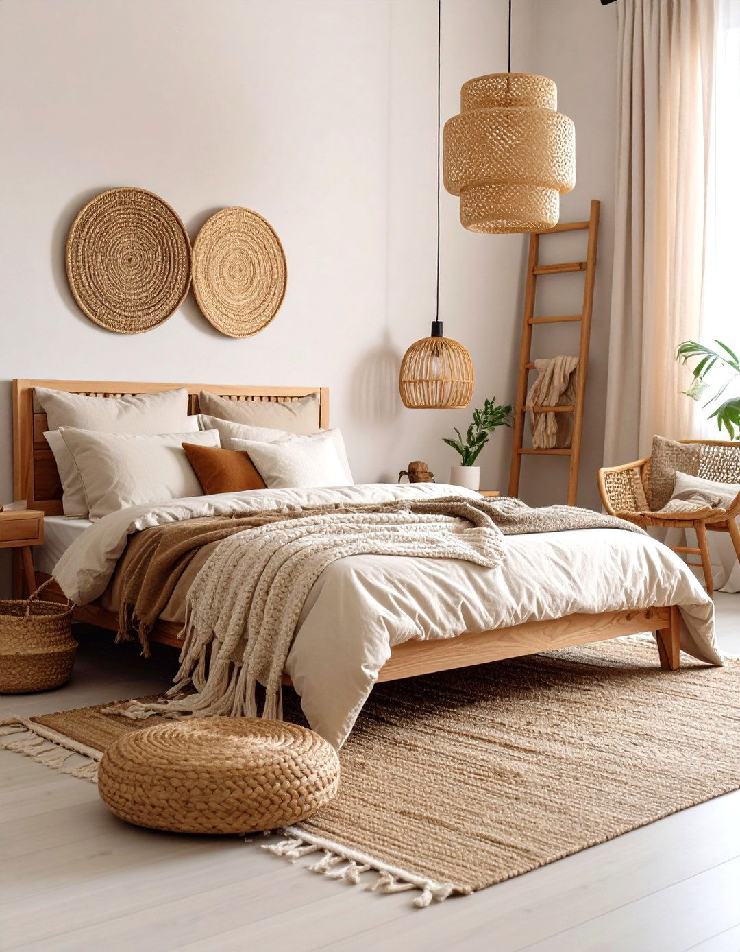 Cream Bedroom with Natural Fiber Textures - 24 Bedroom Paint Colors