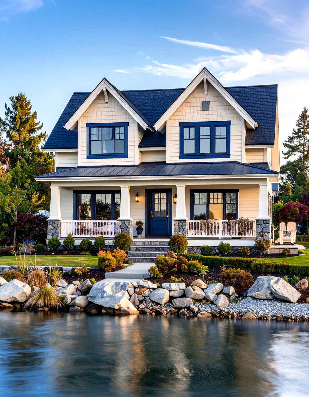 Cream Dream Foundation - 24 Lake House Exterior Colors Ideas