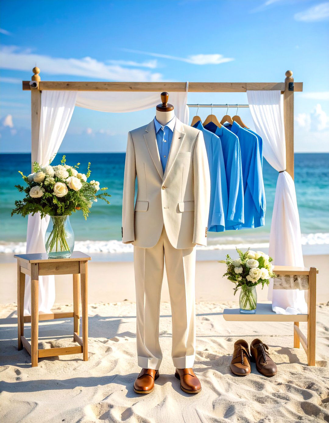 Cream Linen Beach Wedding Attire - 24 Men's Wedding Outfit Ideas