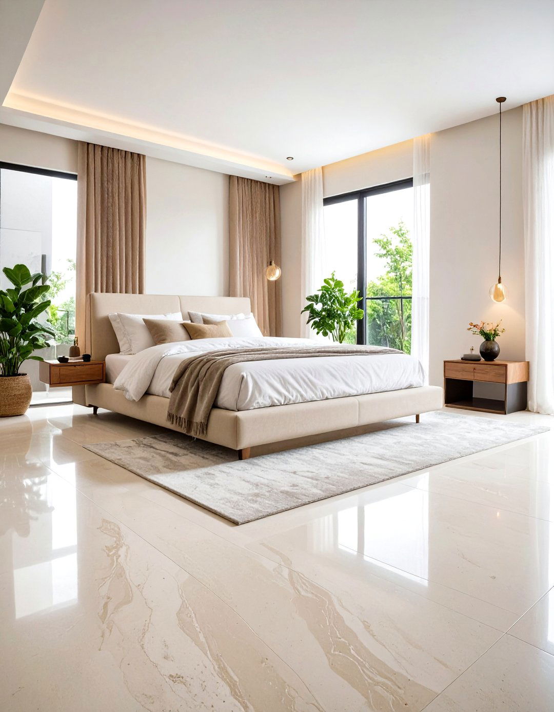 Cream Polished Residential Floors - 24 Concrete Floor Ideas