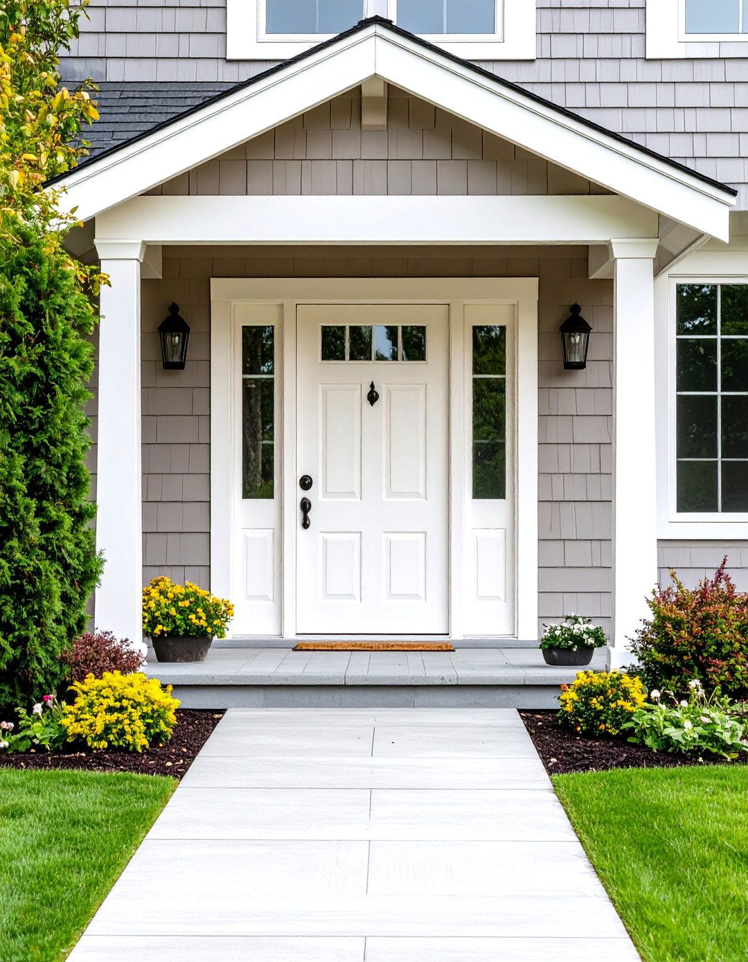 Cream White Cedar Front Door with Classic Simplicity - 24 Cedar Front Door Colors Ideas