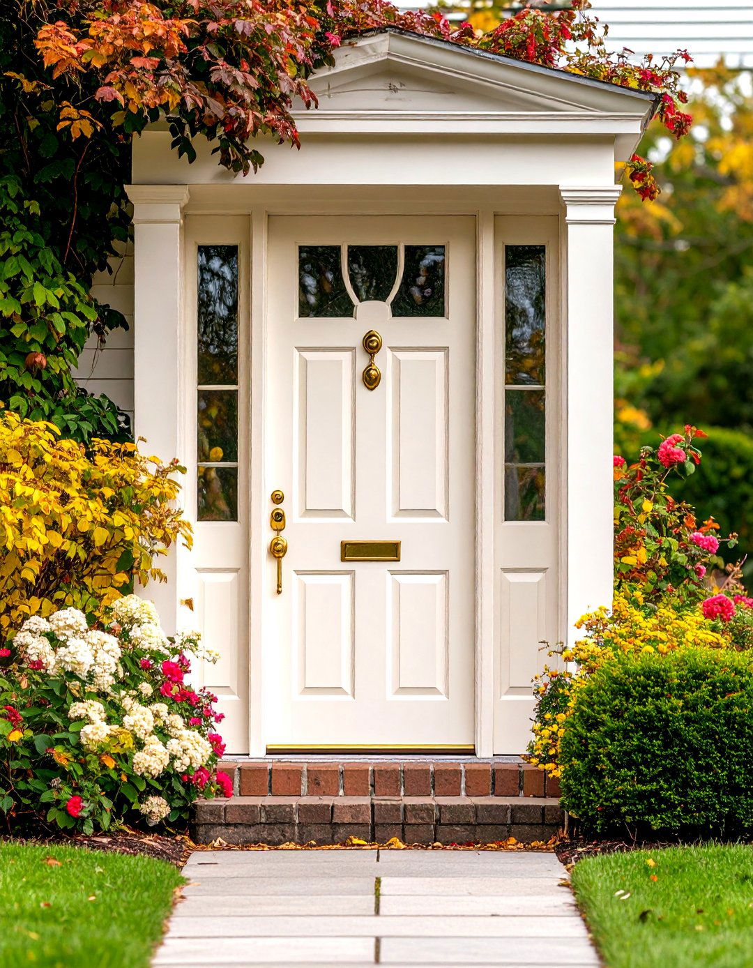 Cream White Colonial Warmth - 24 Colonial Front Door Ideas