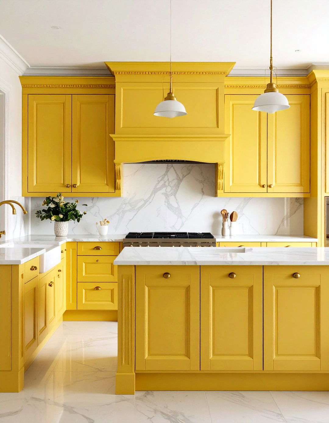 Cream Yellow Traditional Kitchen Design - 24 Pale Yellow Kitchen Ideas