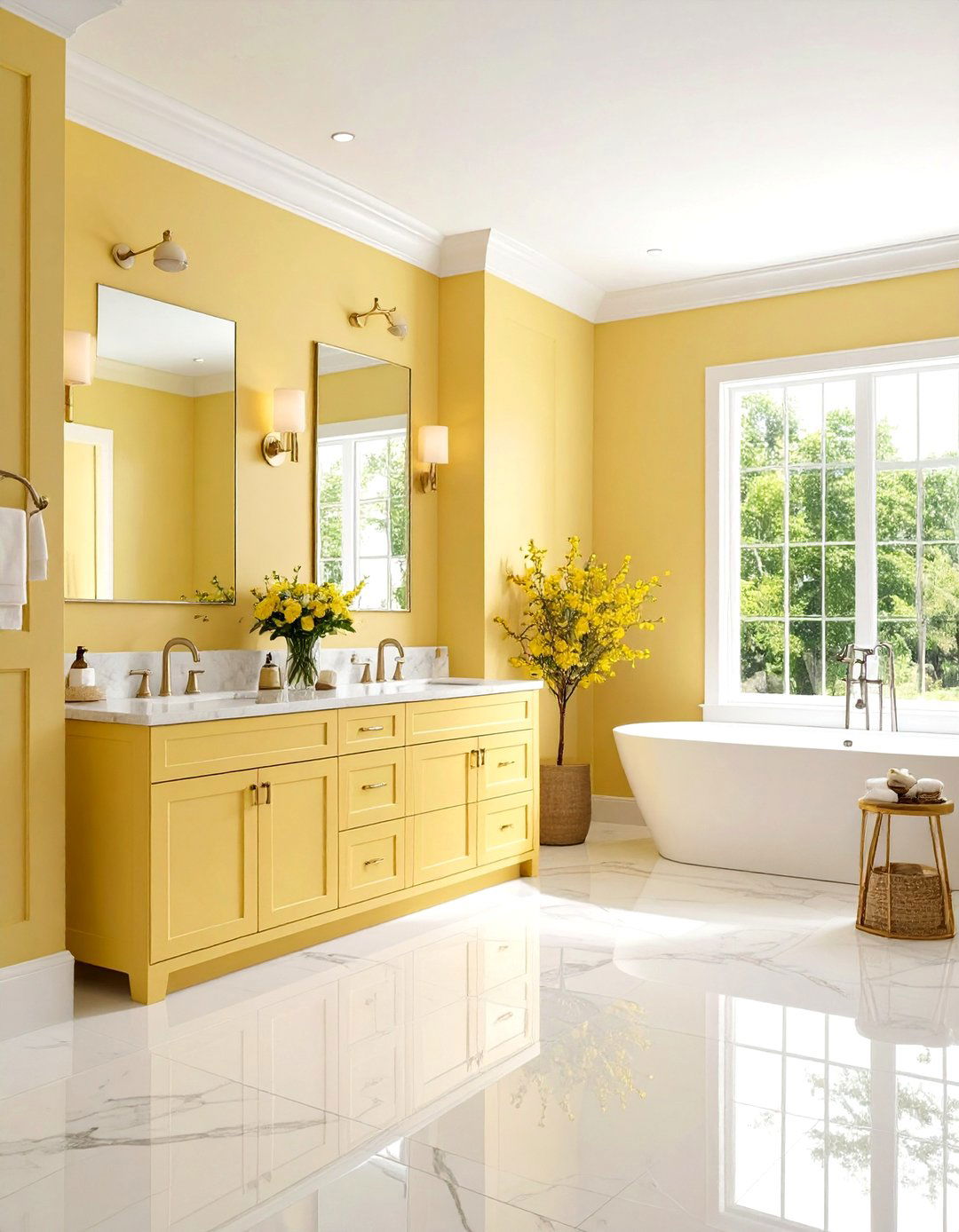 Cream Yellow Transitional Elegance - 24 Yellow Bathroom Ideas