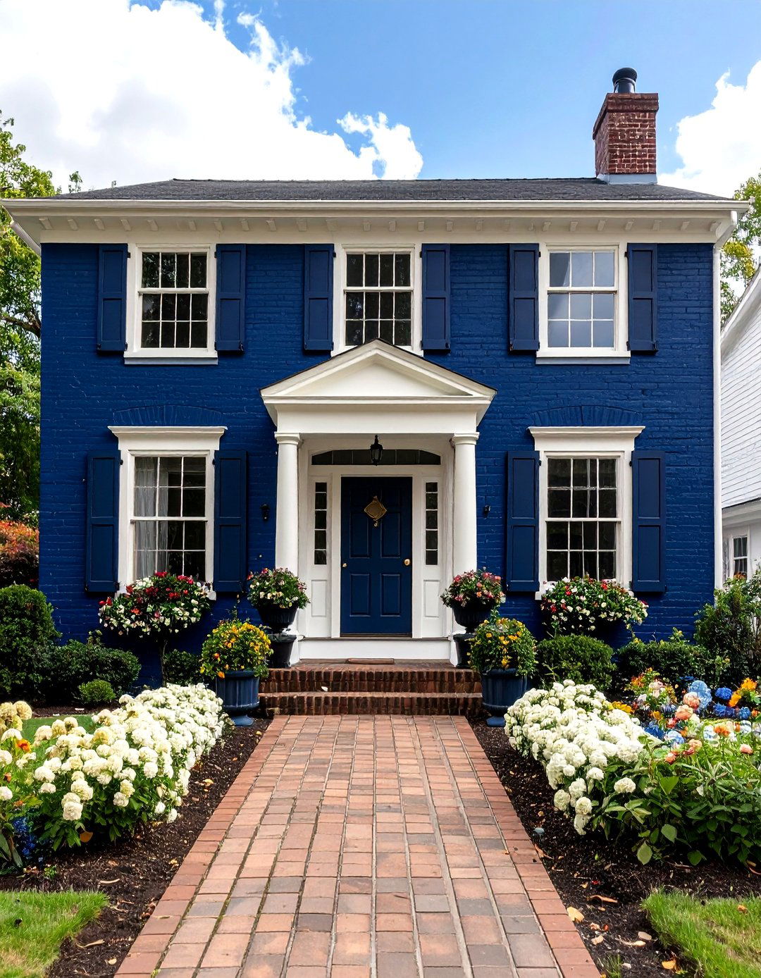 Cream and Navy Classic Combination - 24 Painted Brick Houses