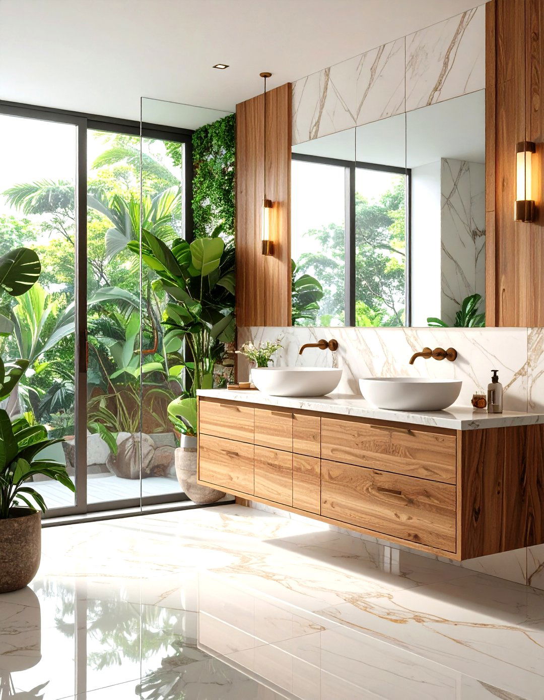 Creative Mixed Material Backsplash - 24 Bathroom Backsplash Ideas