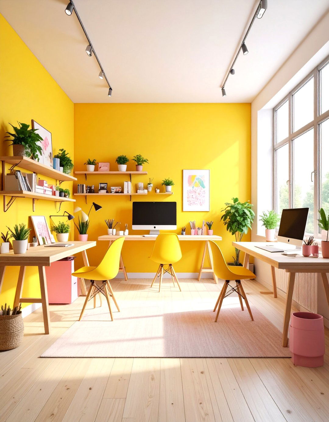 Creative Studio Workspace - 24 How to Decorate With Yellow and Pink