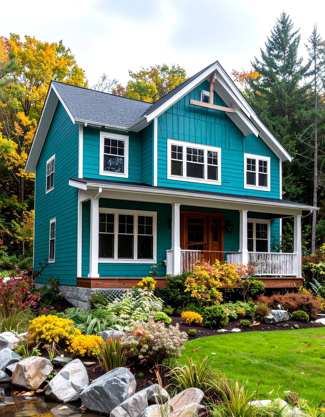 Creekside Green Chameleon Mood Ring Effect - 24 Dark Green Exterior Paint Color Schemes