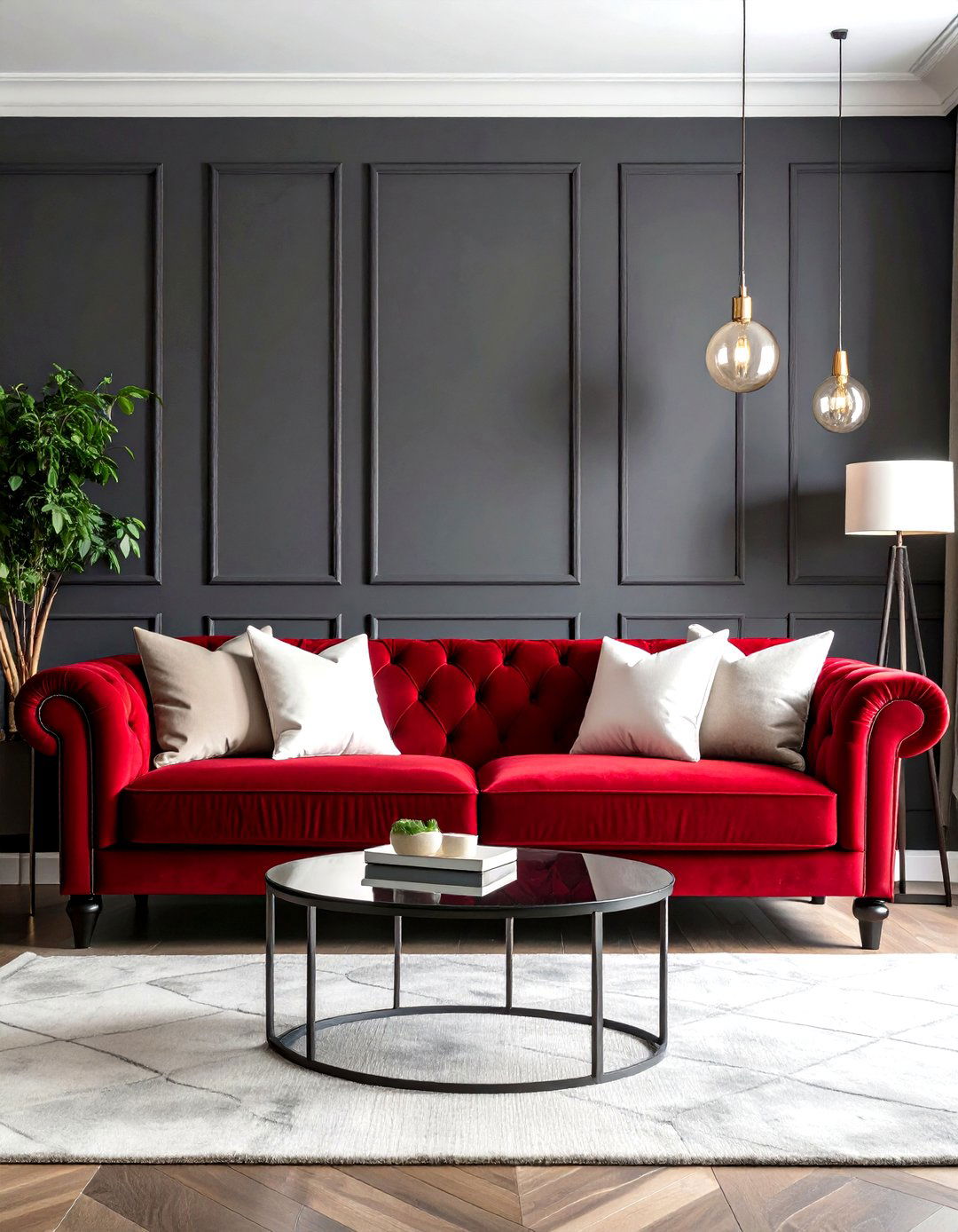 Crimson Velvet Seating Collection - 24 Red Living Room Ideas