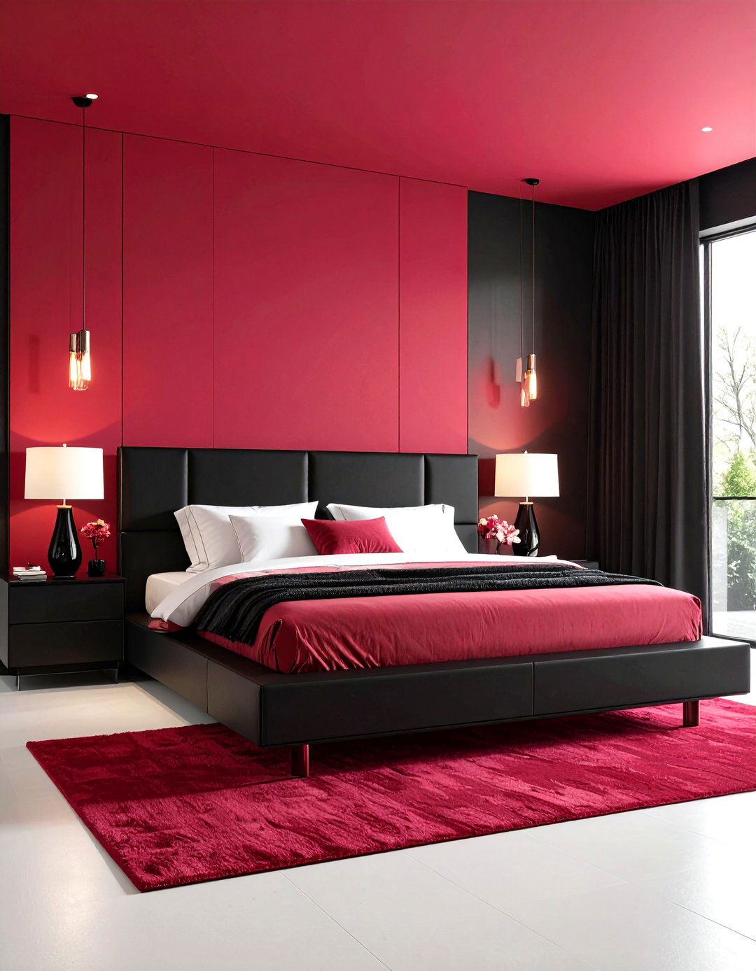 Crimson and Black Modern Bedroom - 24 Red Bedroom Ideas