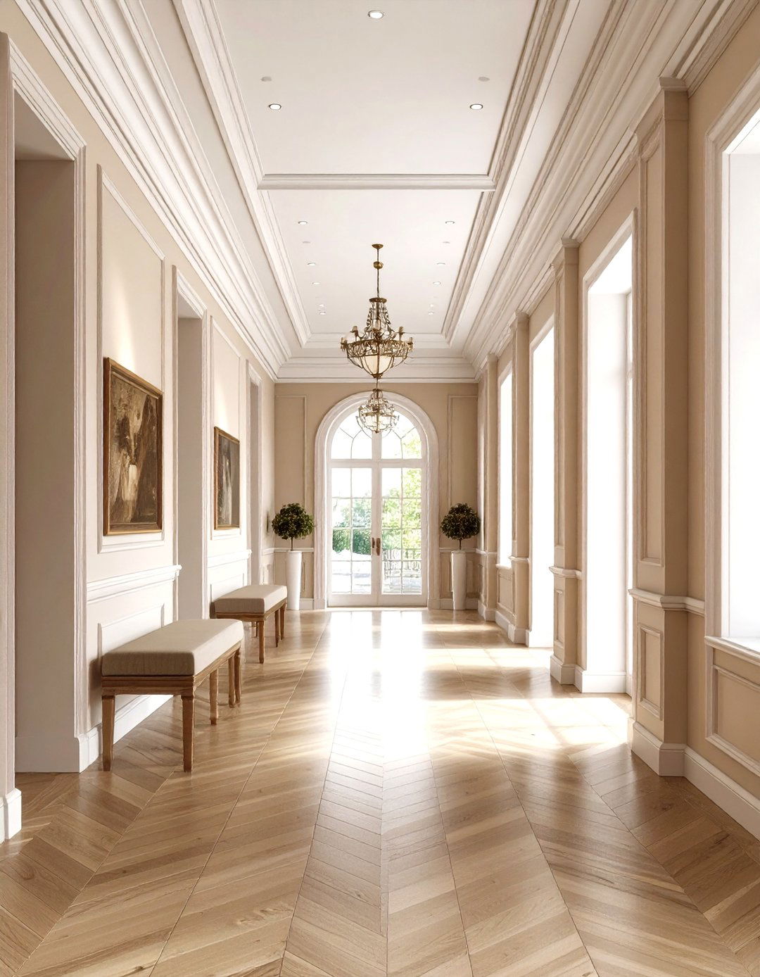 Crown Molding with Picture Rail Integration - 24 Crown Molding Ideas