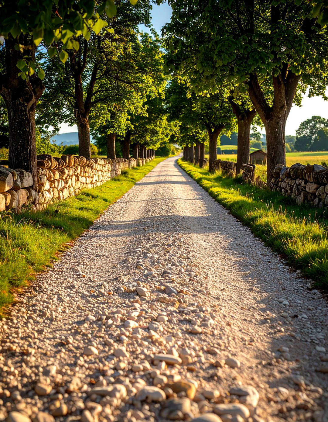Crushed Gravel Country Lane - 24 Rock Walkway Ideas