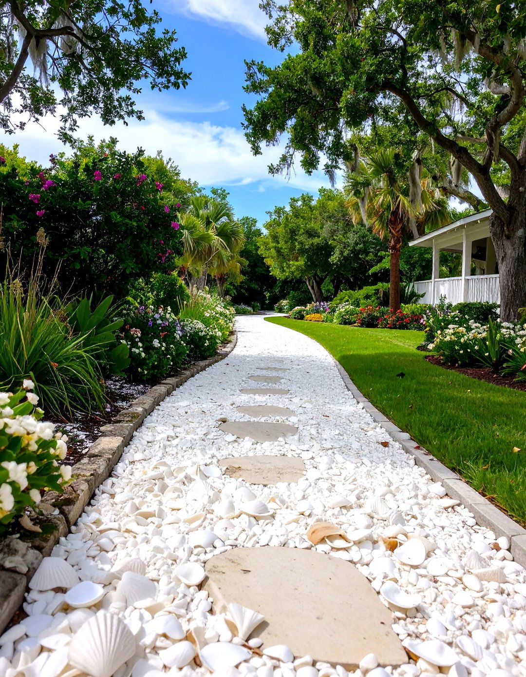 Crushed Oyster Shell Southern Path - 24 Garden Path Ideas