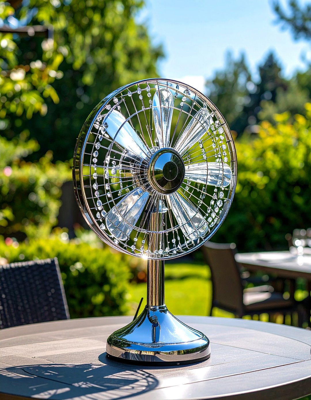 Crystal Accent Patio Fan with Glamorous Lighting - 24 Patio Fan Ideas