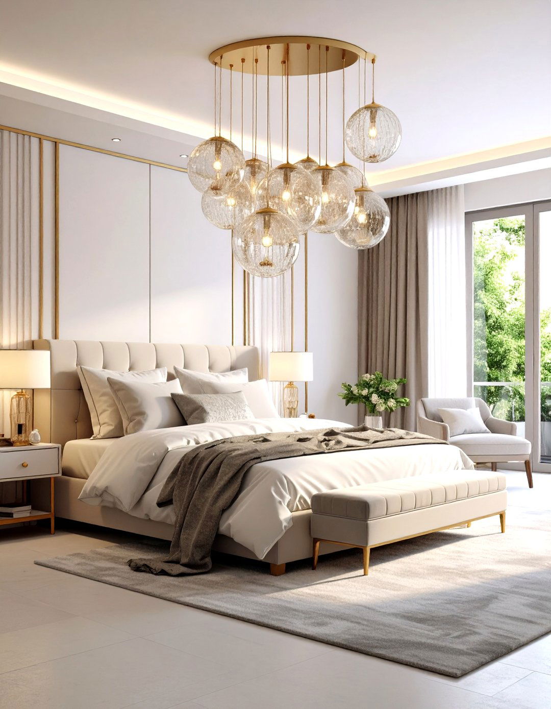 Crystal Ball Cluster Installation - 24 Bedroom Lighting Ideas