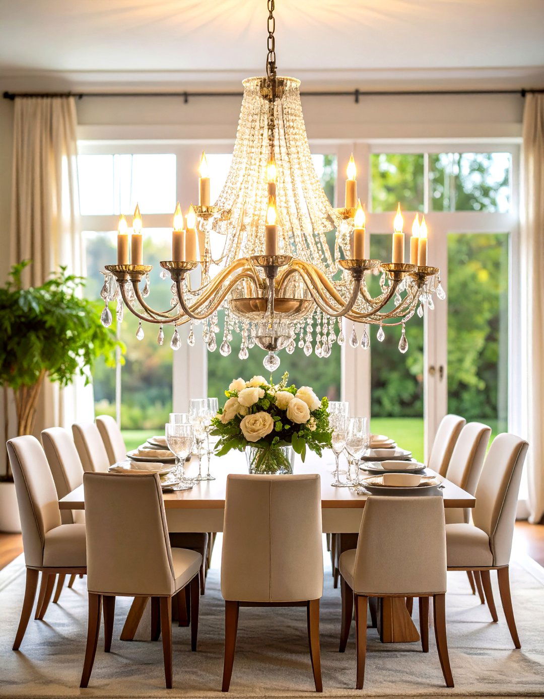 Crystal Chandelier Elegance - 24 Dining Room Lighting Ideas