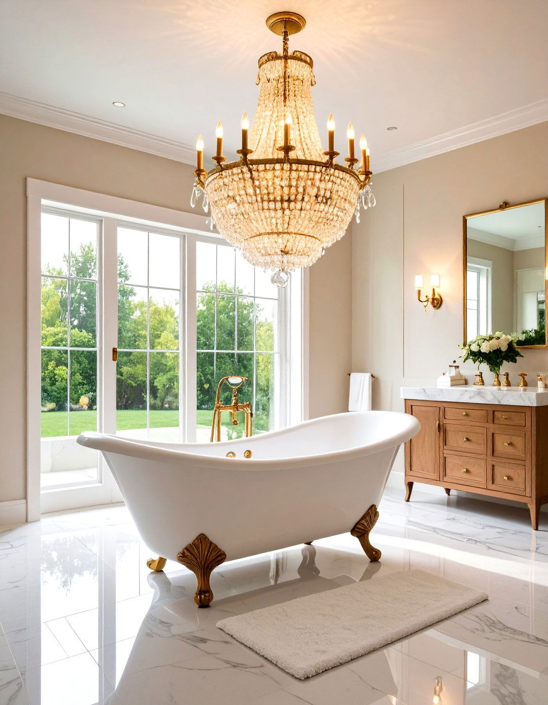 Crystal Chandelier Lighting Statement - 24 Victorian Bathroom Ideas