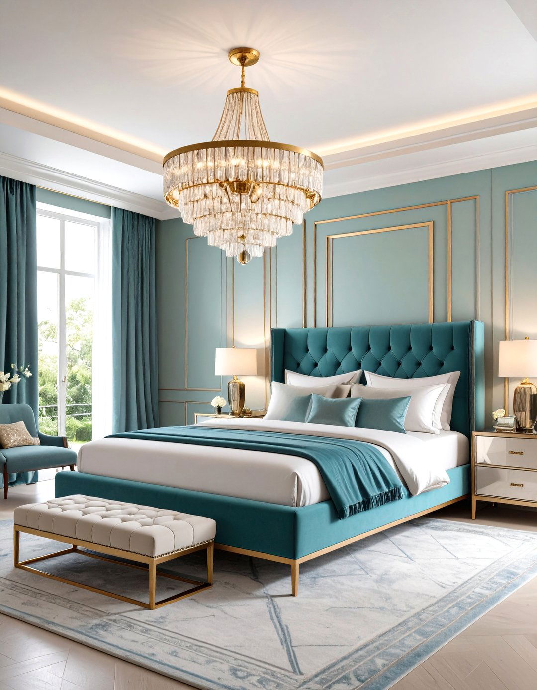 Crystal Chandelier Statement Bedroom - 24 Art Deco Bedroom Ideas