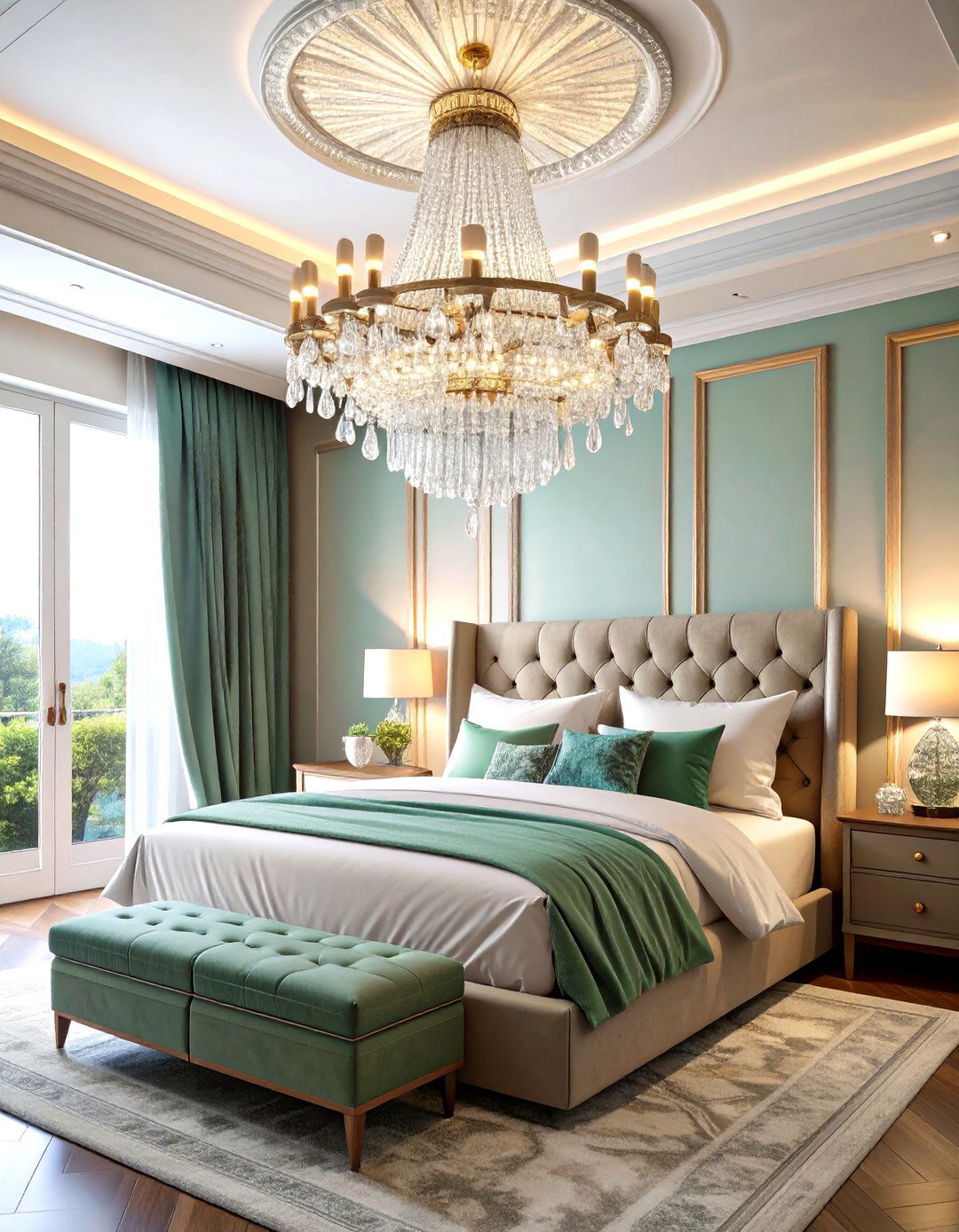 Crystal Chandelier Statement Lighting - 24 Glam Bedroom Ideas