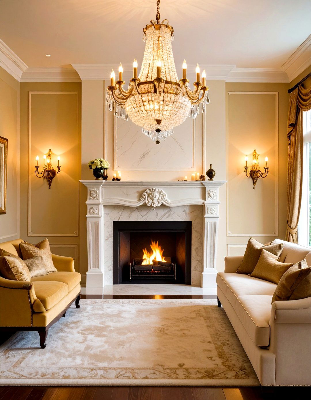 Crystal Chandelier Style Sconces with Formal Fireplaces - 24 Fireplace Sconces Ideas