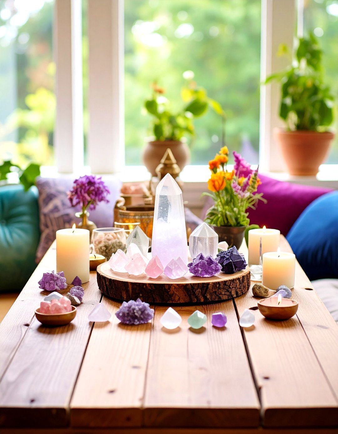 Crystal Healing Altar Meditation Room - 24 Boho Meditation Room Ideas