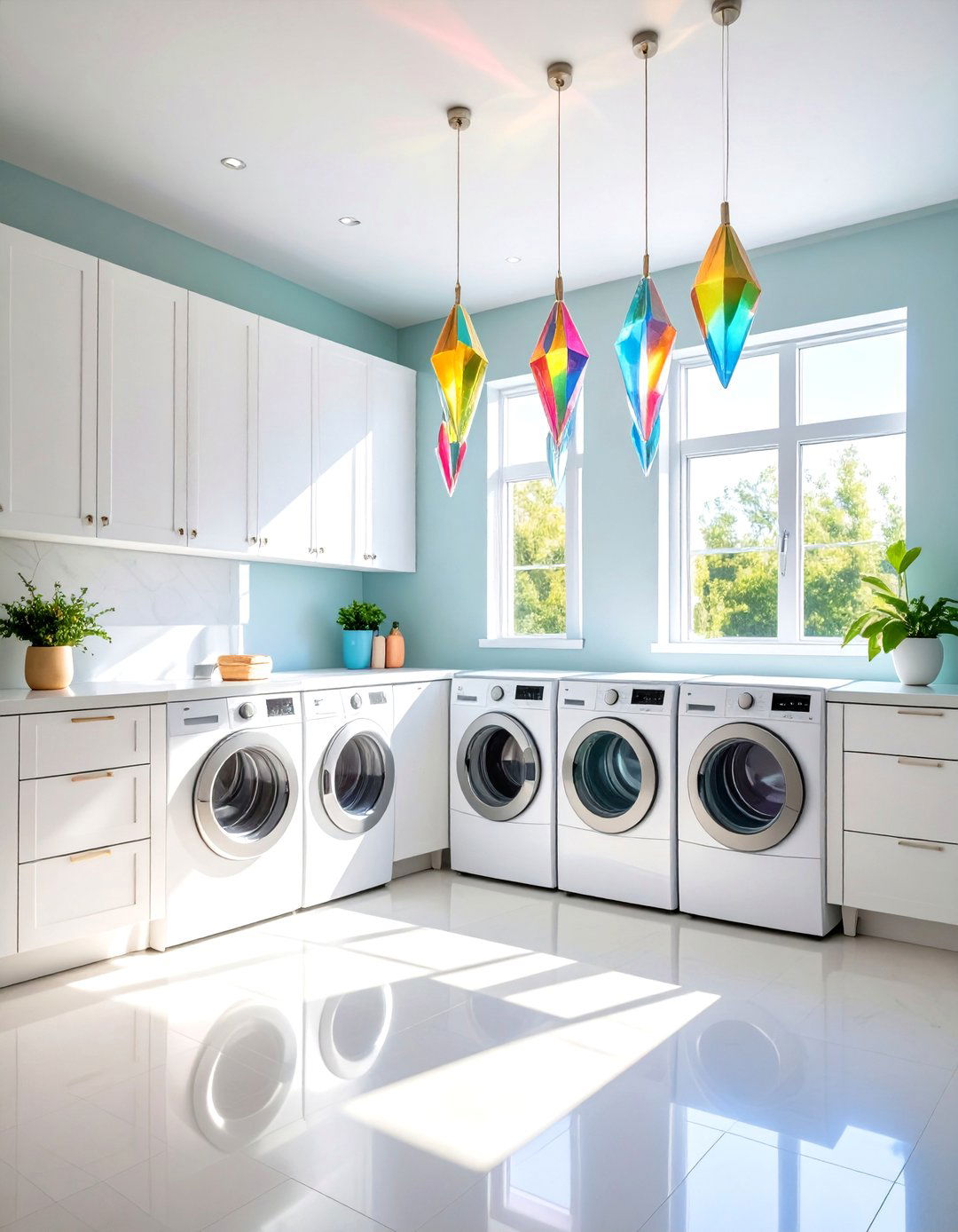 Crystal Prism Sun Catcher Lights - 24 Laundry Room Lighting Ideas