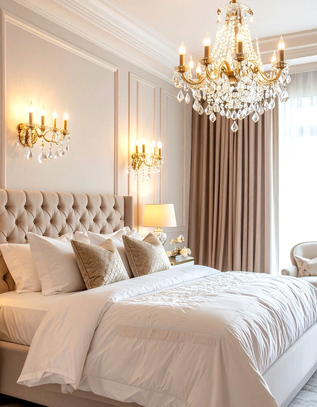 Crystal and Glass Luxury Accents - 24 Bedroom Wall Sconce Ideas