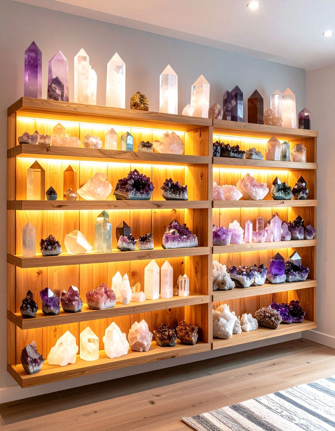 Crystal and Mineral Wall Display - 24 Boho Wall Decor Ideas