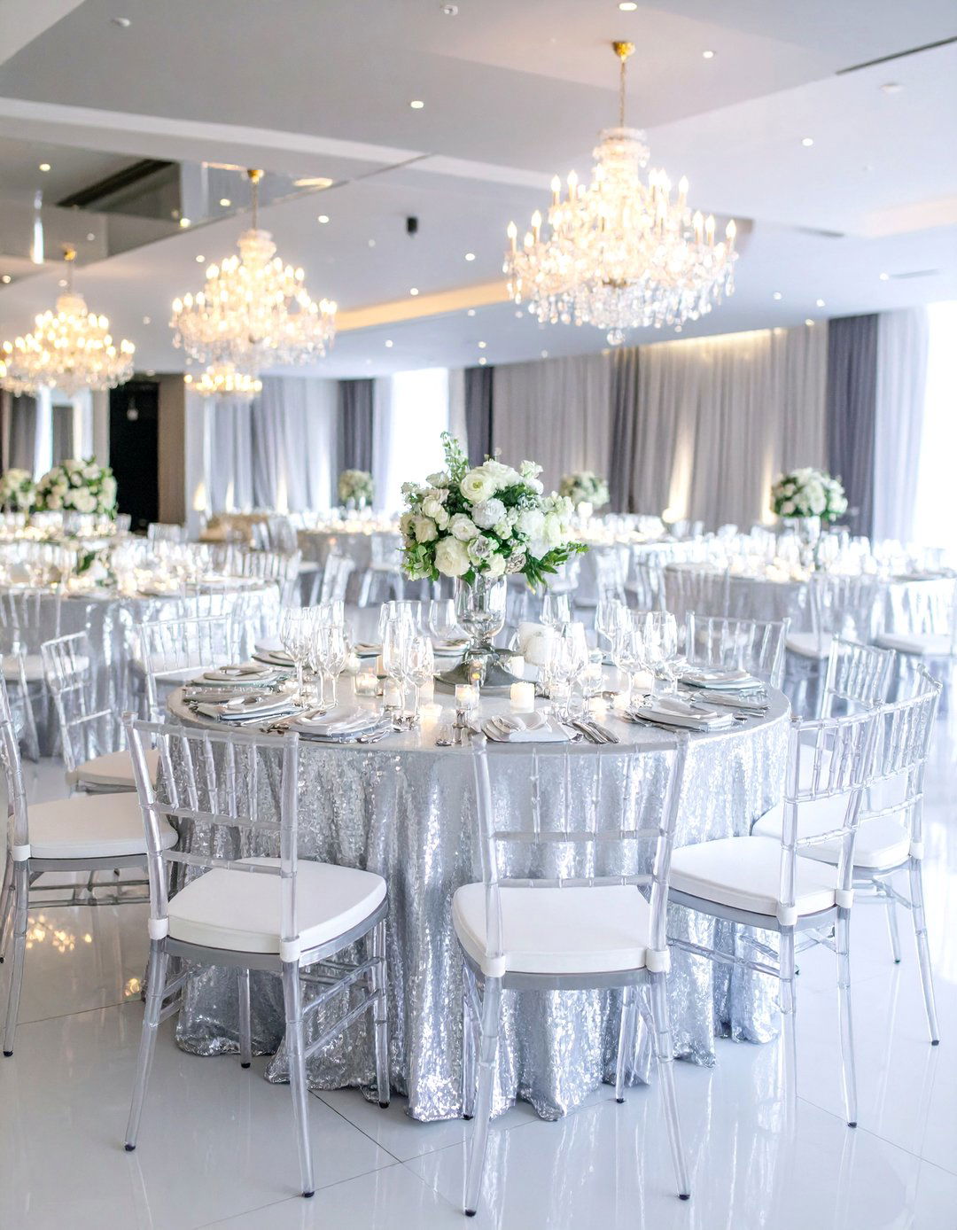Crystal and Silver Glamour Winter Wedding Reception - 24 Winter Wedding Ideas