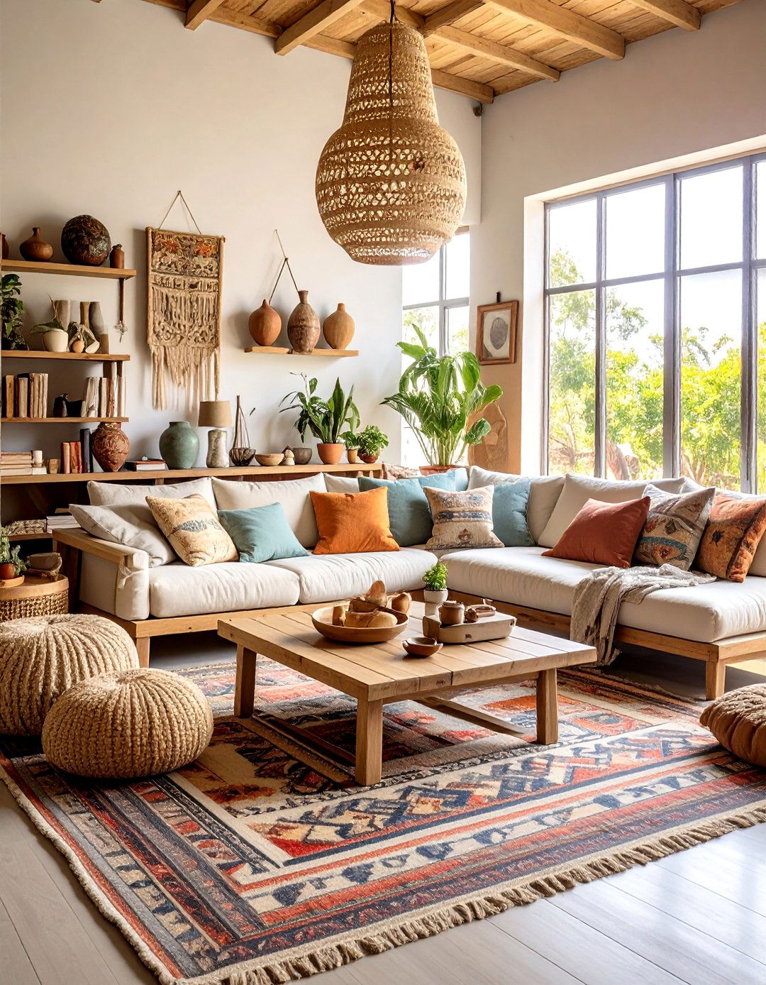 Cultural Artifact Display Museum - 24 Colorful Boho Living Room Ideas