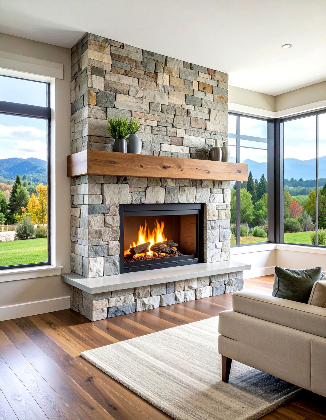 Cultured Stone Lightweight Application - 24 Two-story Fireplace Ideas