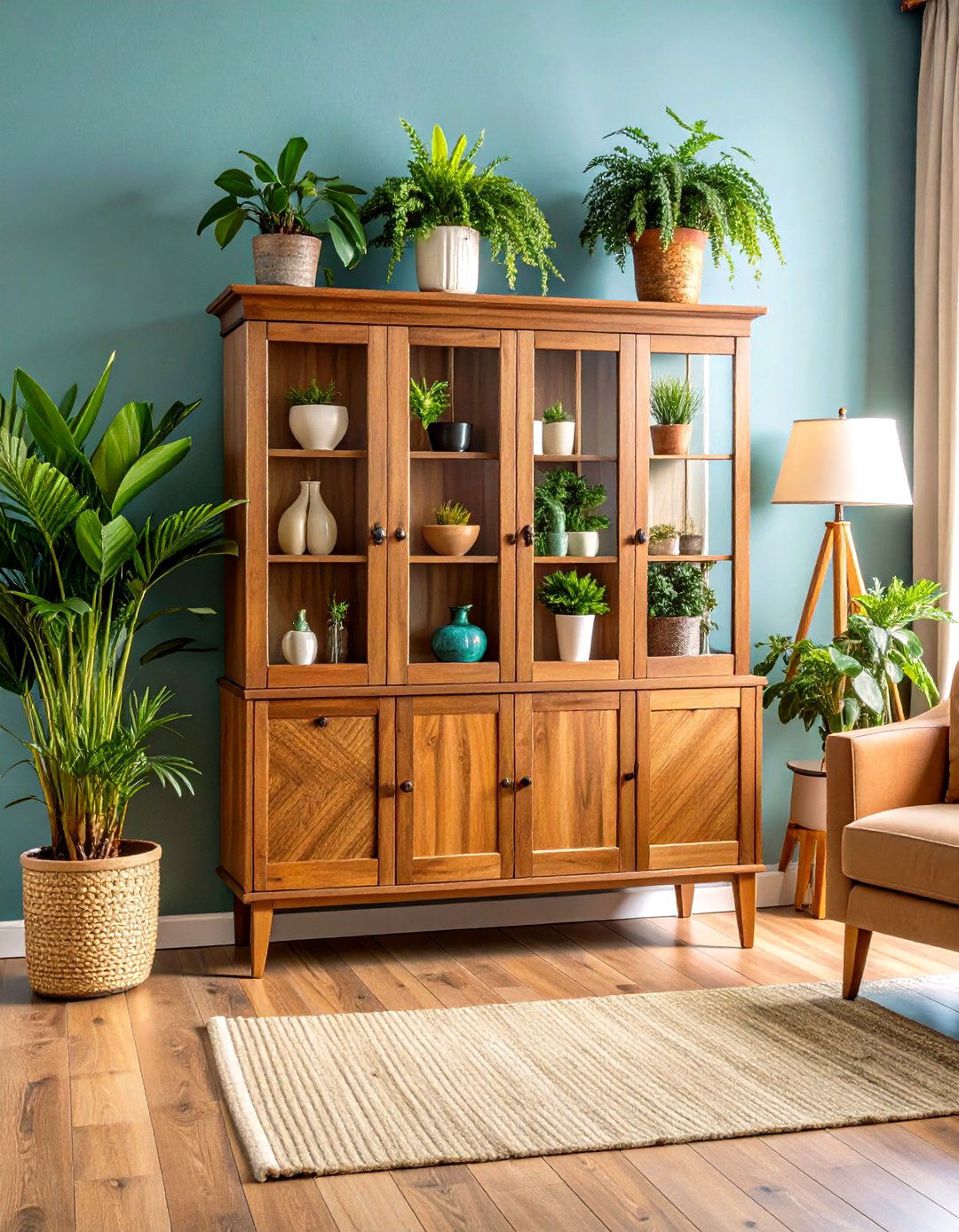Curio Cabinet Plant Display - 24 Indoor Greenhouse Ideas