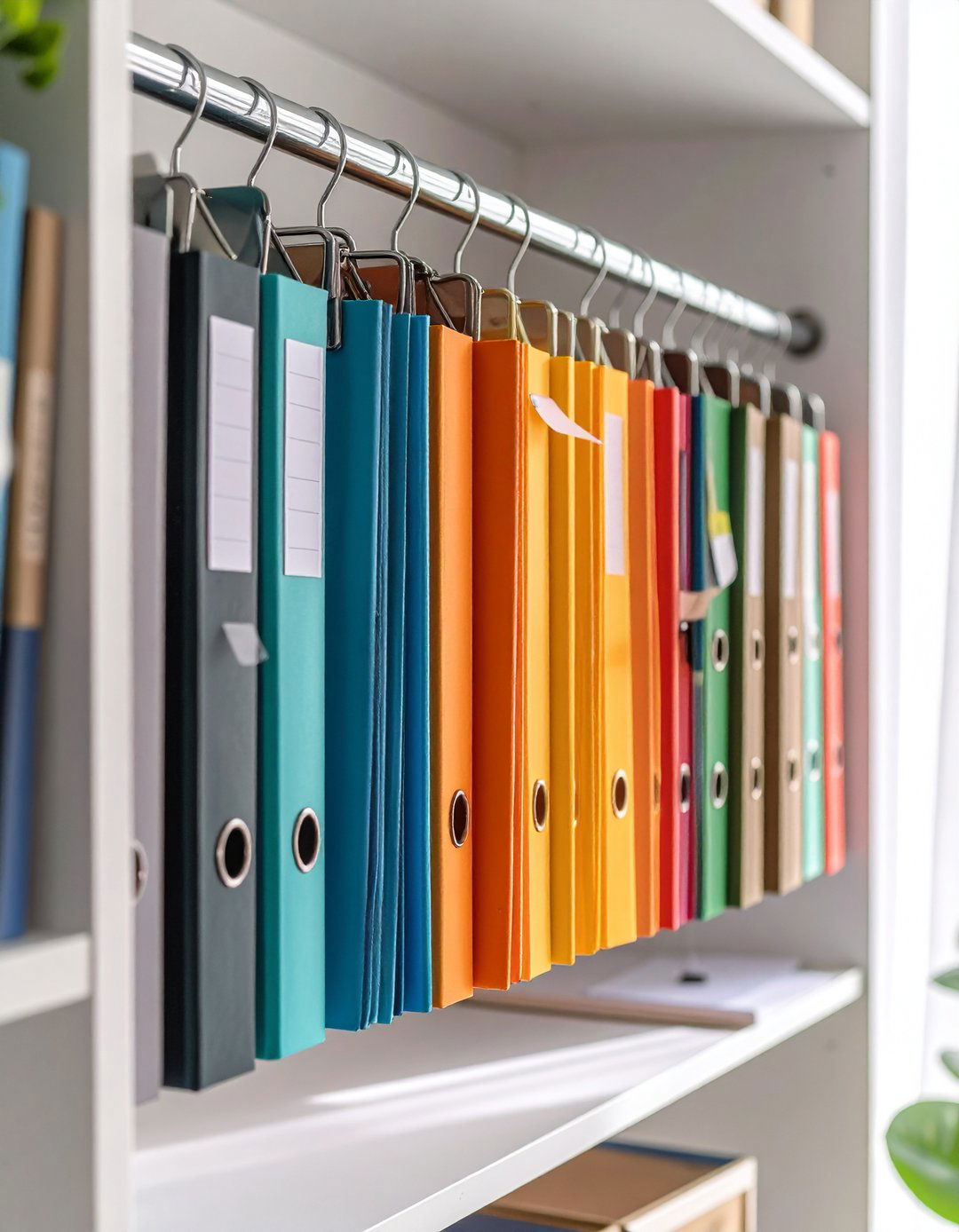 Curtain Rod File System - 24 Budget Home Office Ideas