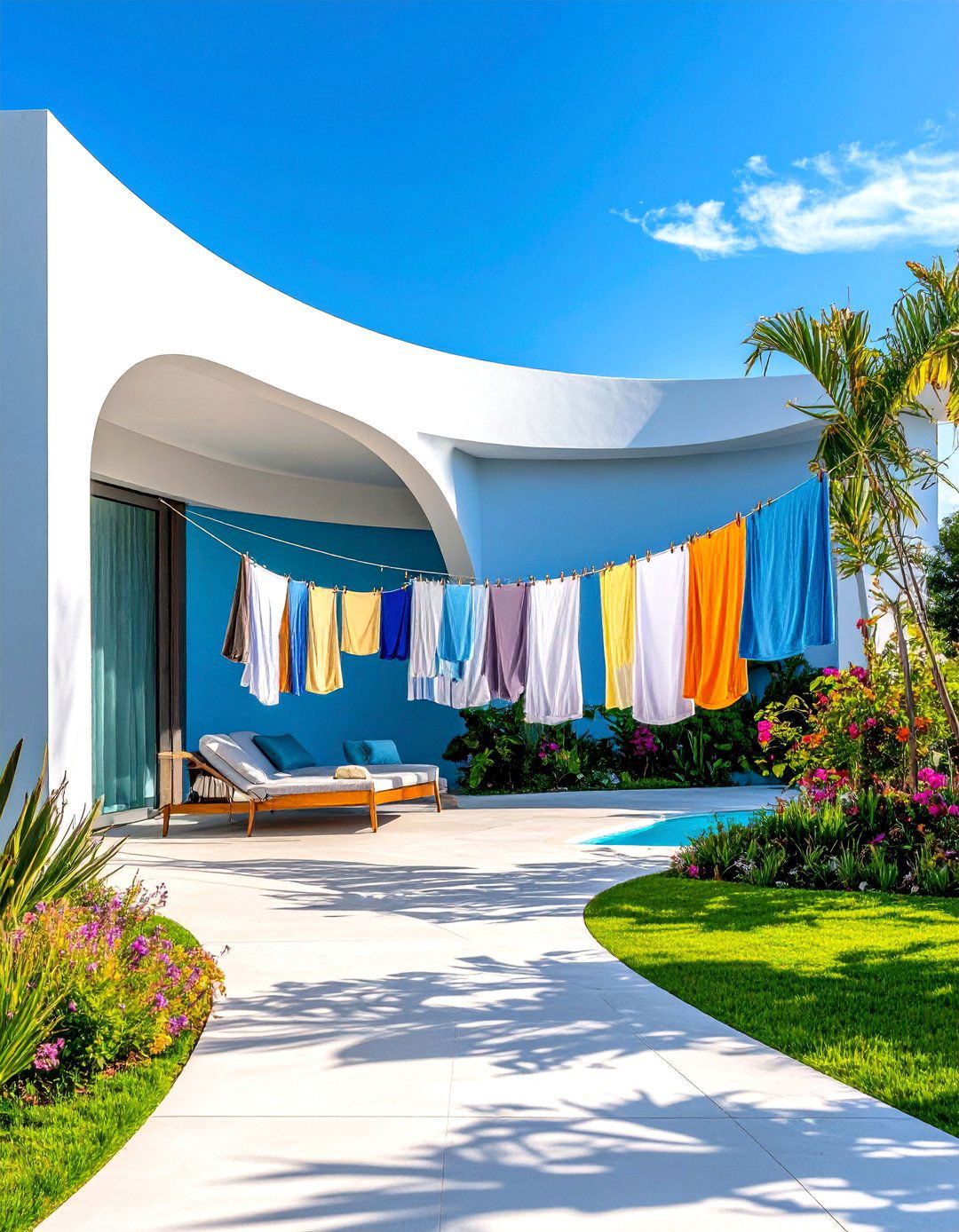Curved Architectural Clothesline - 24 Outdoor Clothesline Ideas