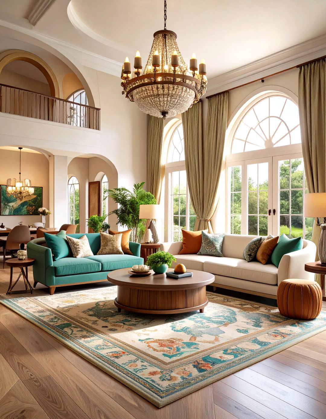 Curved Architectural Elements Living Room - 24 Mansion Living Room Ideas