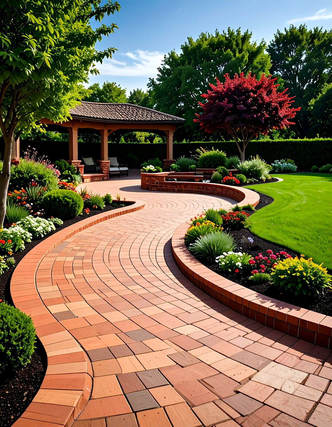 Curved Brick Patio Design - 24 Brick Patio Ideas