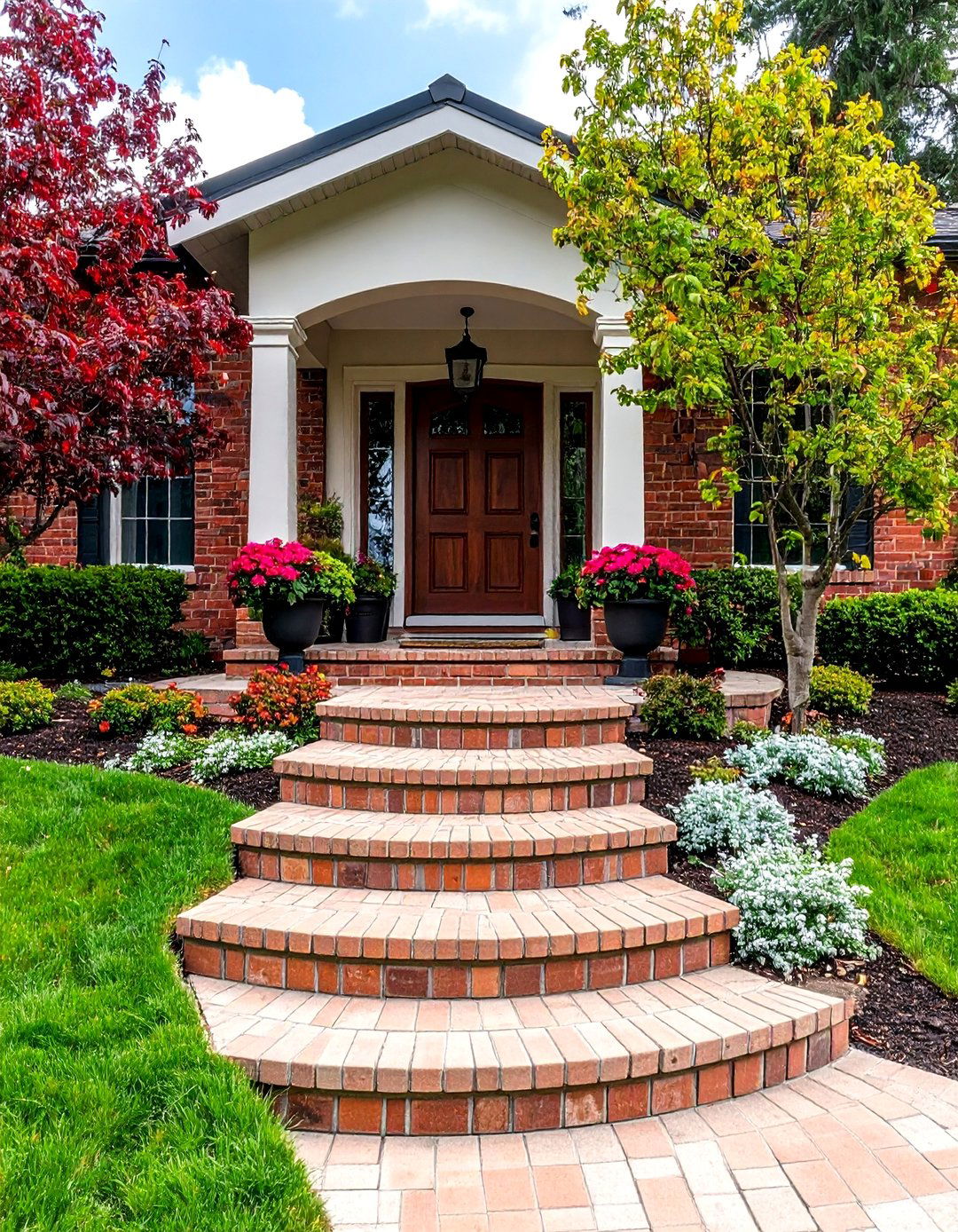 Curved Brick Step Design - 24 Brick Front Steps Design Ideas