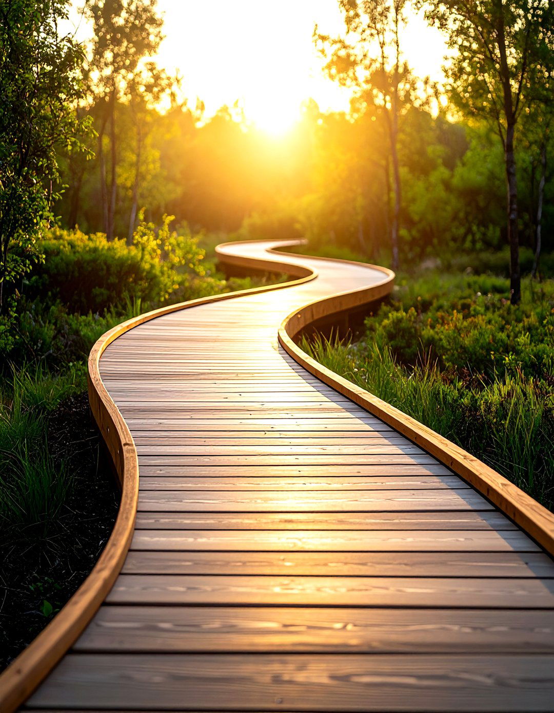 Curved Composite Boardwalk Trail - 24 Elevated Walkway Ideas
