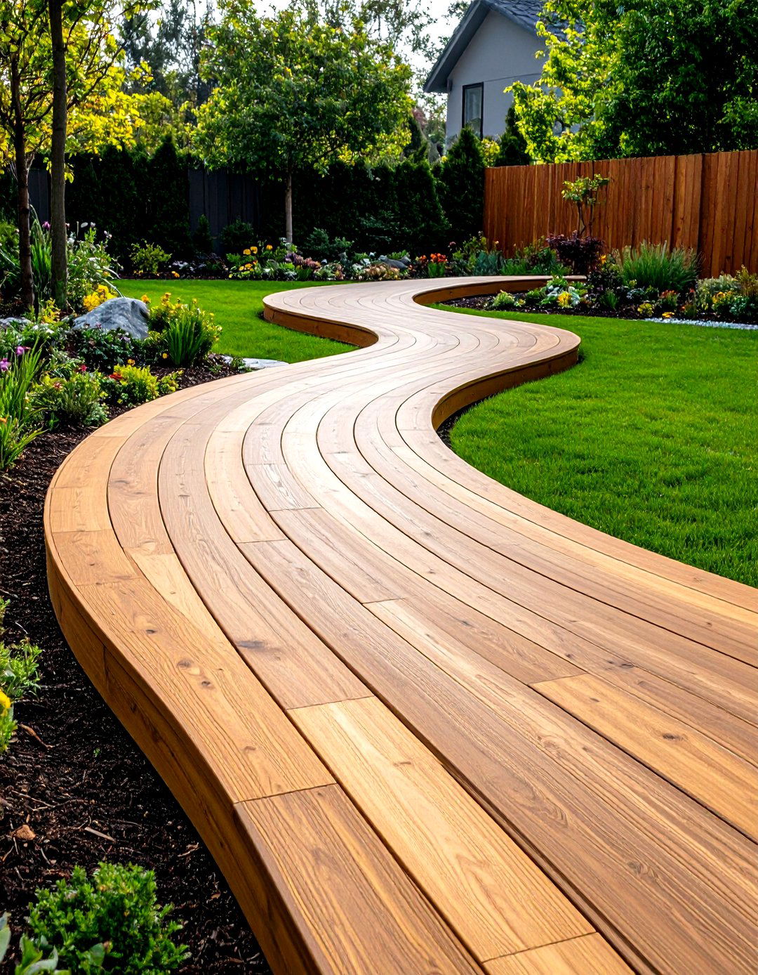 Curved Composite Wood Walkway - 24 Wooden Walkway Ideas