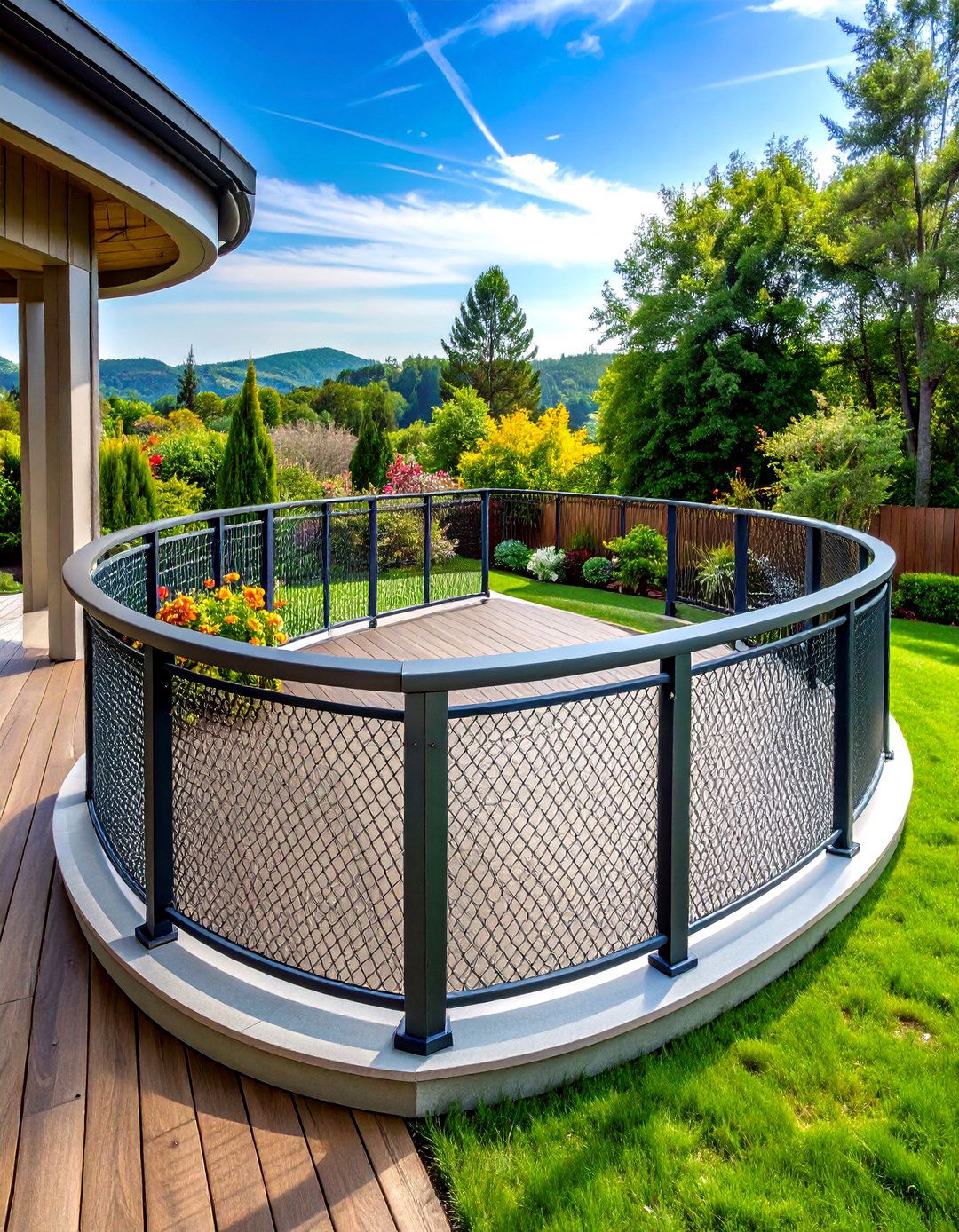 Curved Corner Deck Wire Railing - 24 Hog Wire Deck Railing Ideas