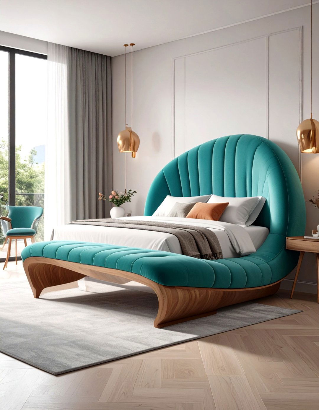 Curved Design Bedroom Bench - 24 Bedroom Bench Ideas