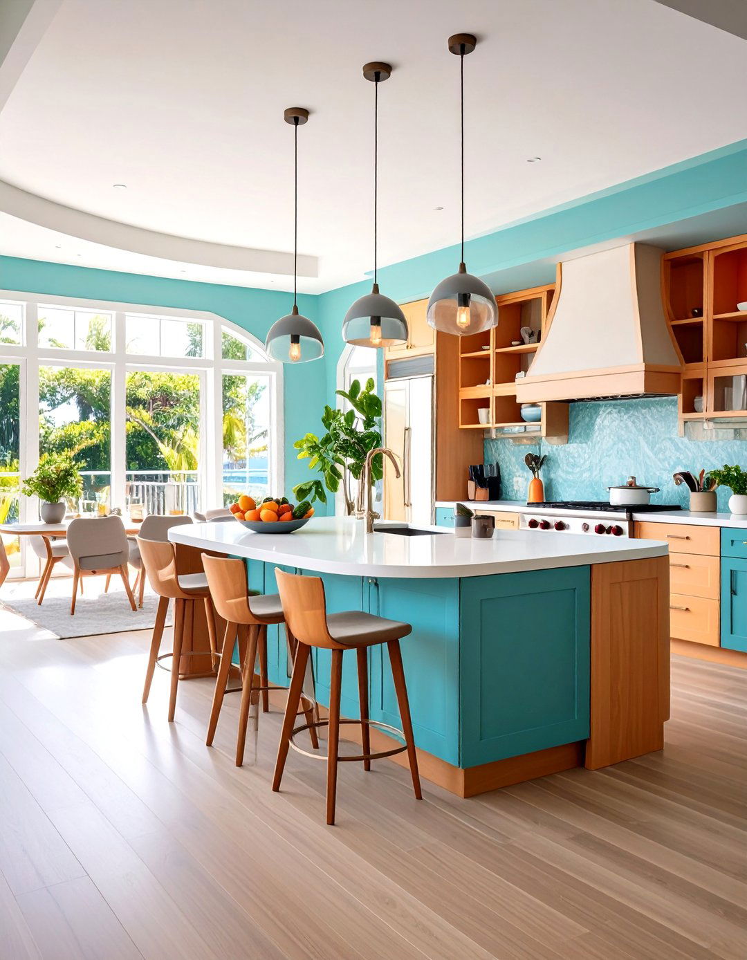 Curved Design Elements - 24 coastal kitchen ideas