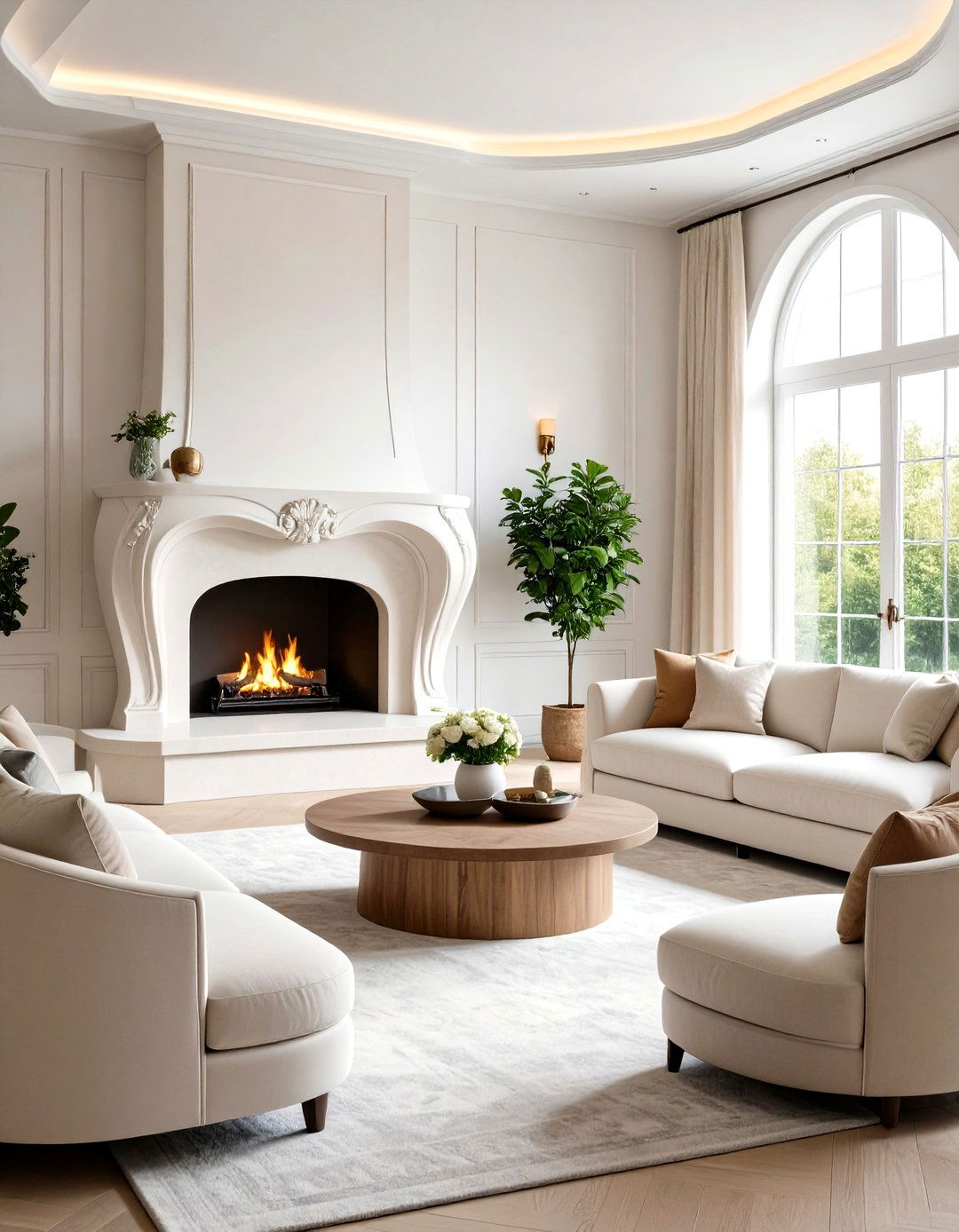 Curved Design Stucco Fireplace - 24 Stucco Fireplace Ideas