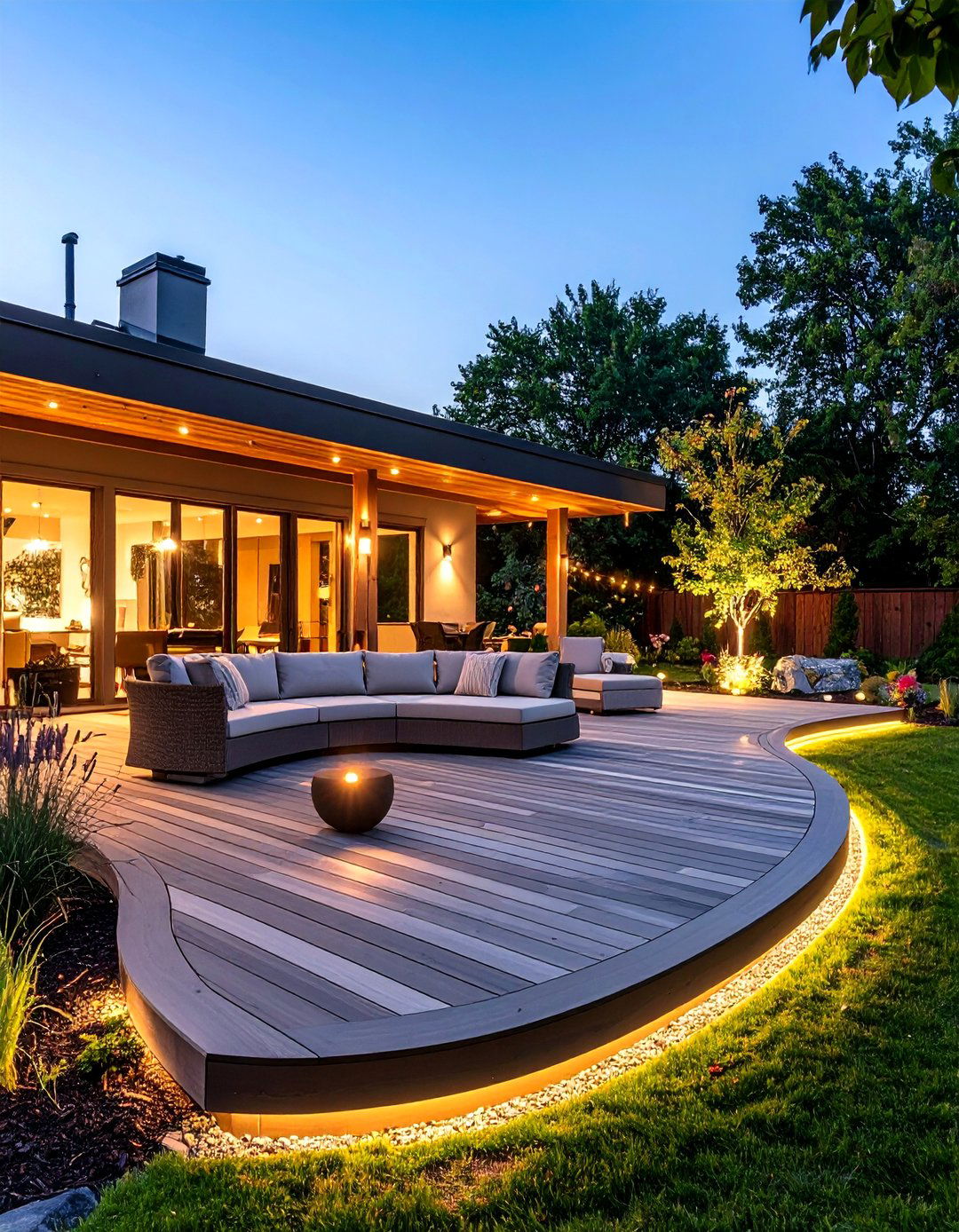 Curved Edge Modern Deck - 24 Backyard Deck Ideas