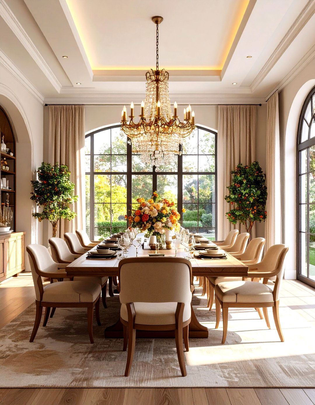 Curved Edge Reverse Tray Dining Room - 24 Reverse Tray Ceiling Ideas
