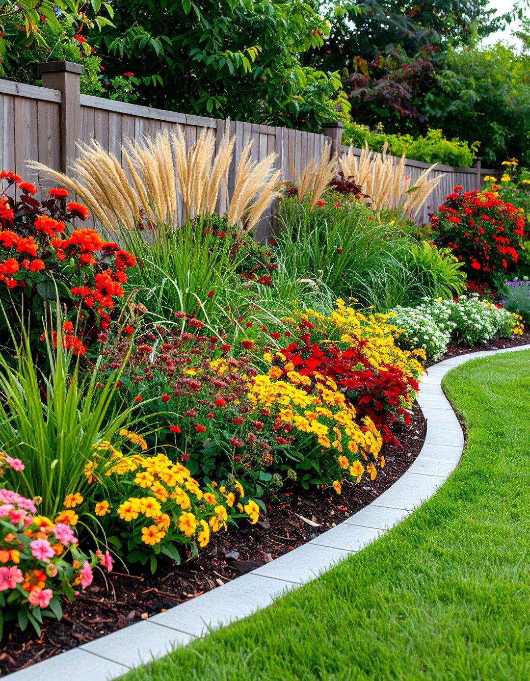 Curved Flowing Border Design - 24 Front Yard Texas Flower Bed Ideas