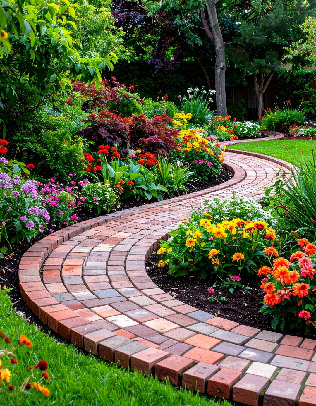 Curved Flowing Garden Borders - 24 Brick Edging Ideas