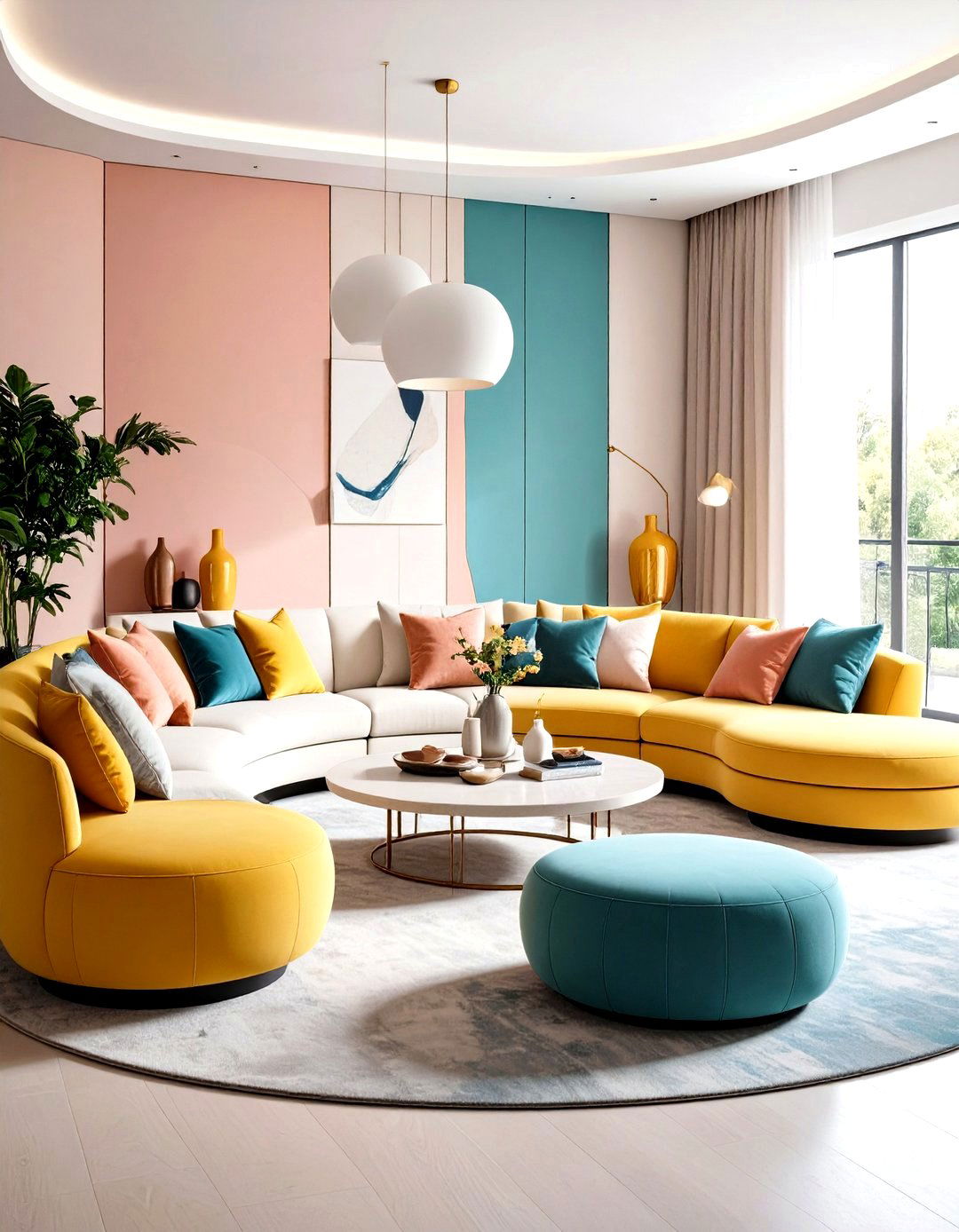 Curved Furniture Arrangement Flow